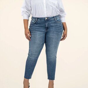 Kut from the Kloth Reese Jeans High Rise Ankle Straight Leg Raw Hem